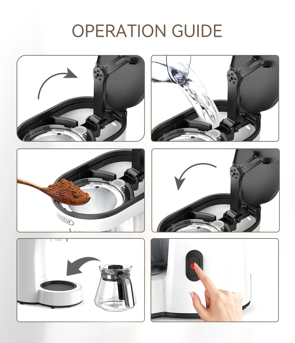 HiBREW 3 in 1 America Drip Coffee Machine Pour Over Coffee Maker Glass Teapot Hot Tea Maker  750ML H12