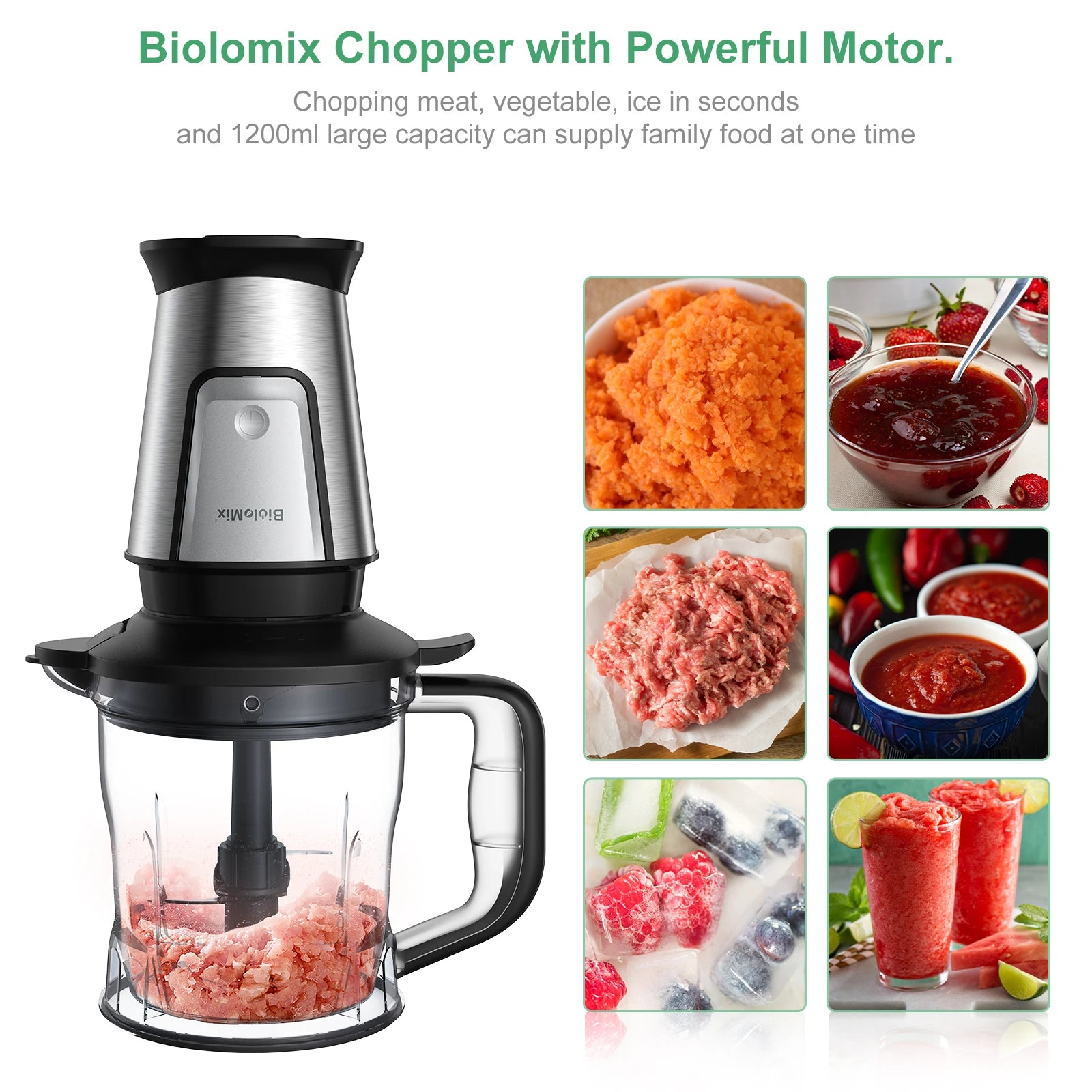 BioloMix 3-in-1 Multifunctional Food Processor 700W Portable Juicer Blender Personal Smoothie Mixer Food Chopper and Dry Grinder Secondary image