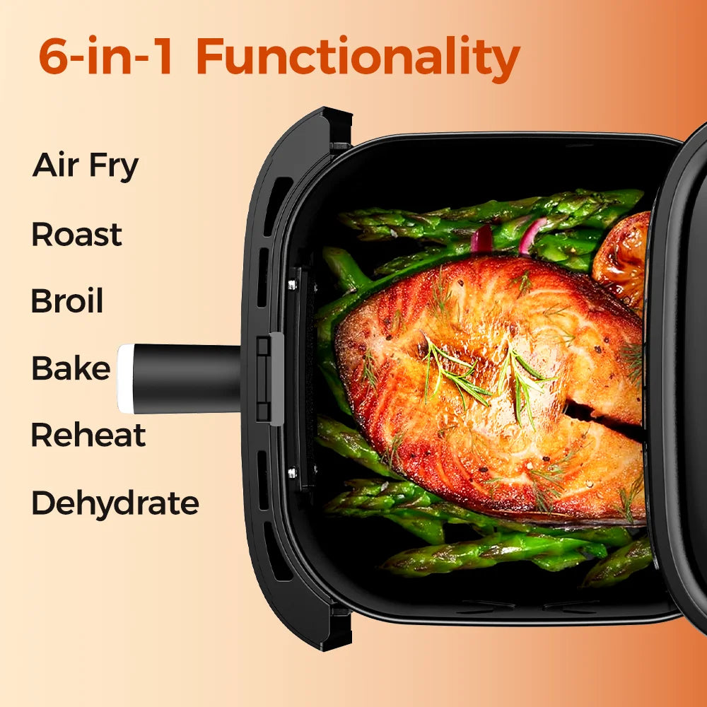 Patbrela 5.5L Air Fryer 8-in-1 Max 200°C Electric Hot fryer Oven Oilless Cooker with Touch Control & Nonstick Basket & Visible Window