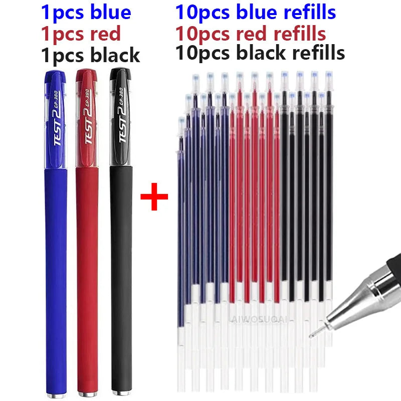 Gel Pens Set 0.5mm Black Blue Red Refill Gel Pen Bullet Tip School & Office Supplies Stationery Kawaii Accessories Stationery