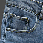 Nine-Point Pants Men's 2025 New Spring Autumn Fashion Casual Denim Trousers Cotton Slim Jeans  Blue Male Clothing Brand Clothing