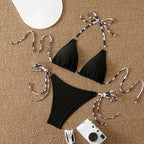 Sexy Triangle Bikini 2026 Women`s Swimsuit Halter Tie Back Micro Bikinis Sets Lace Up Female Swimwear Beach Wear Bathing Suits