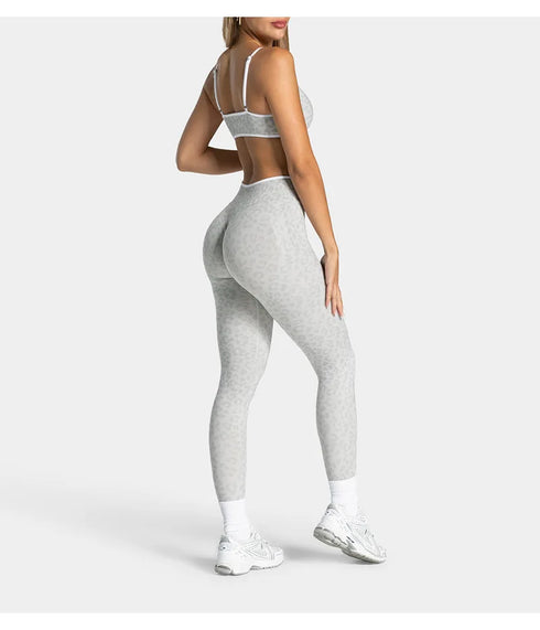 Teveo Tight-fitting Leopard-print Seamless Yoga Pants with Nude-skin High Elasticity Suitable for Fitness Running Pants
