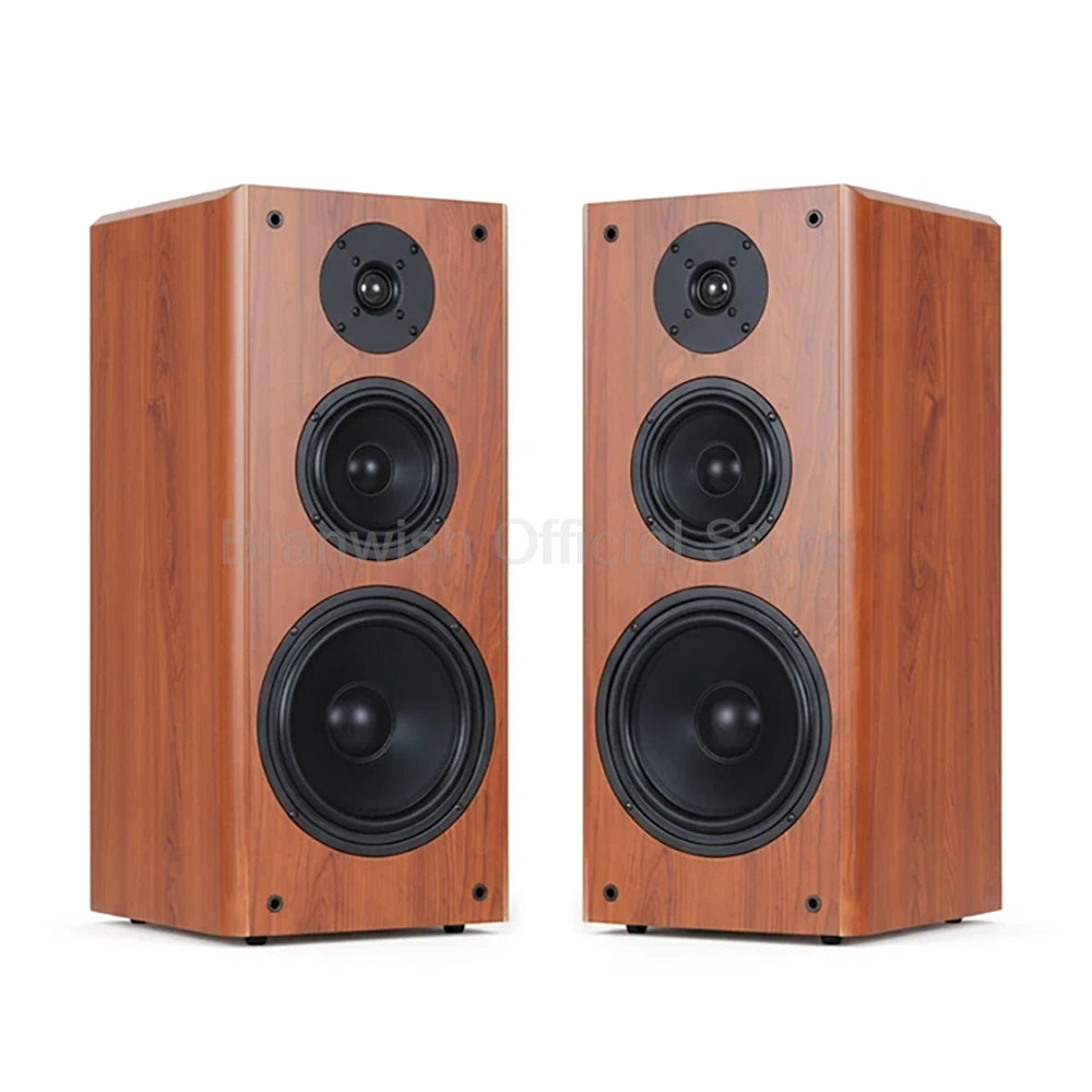 High Power Passive Speakers 8 Inch Floor Standing 3 Way Home Audio System 90dB Sensitivity Wooden Hifi Speakers A Pair
