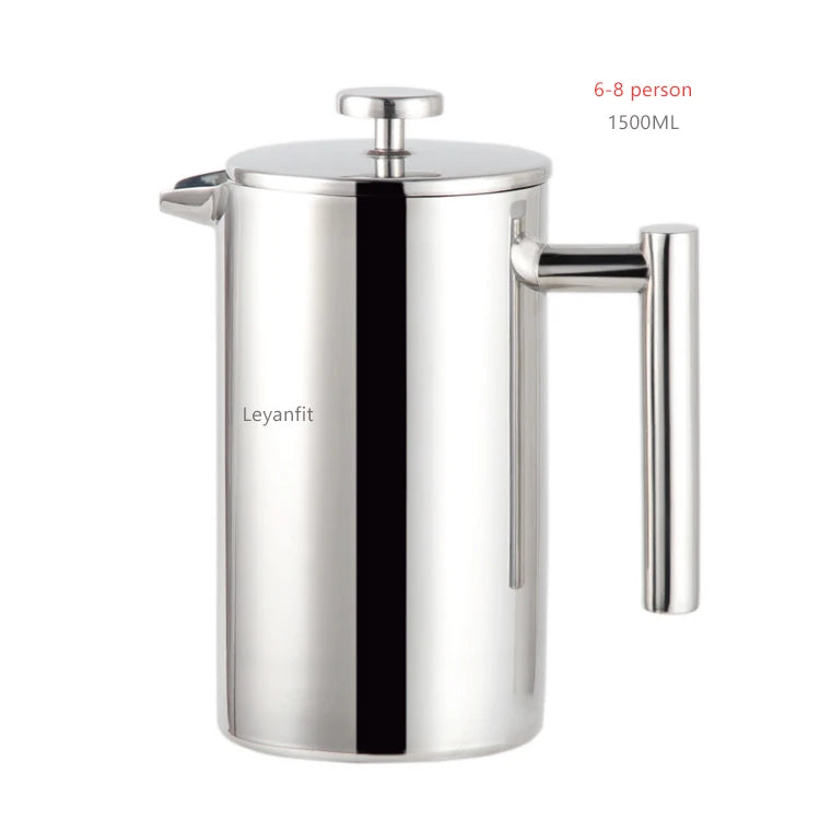 1.5L Coffee Maker French Press Stainless Steel Espresso Coffee Machine French Press Double-Wall Insulated Coffee Tea Maker Pot