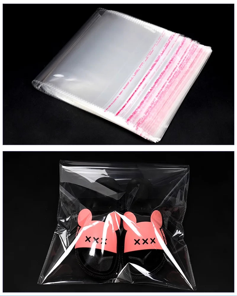 100PCS Opp Self-adhesive Transparent Plastic Bag Clothing Jewelry Packaging Self adhesive Biscuit Candy Packaging Cellophane Bag