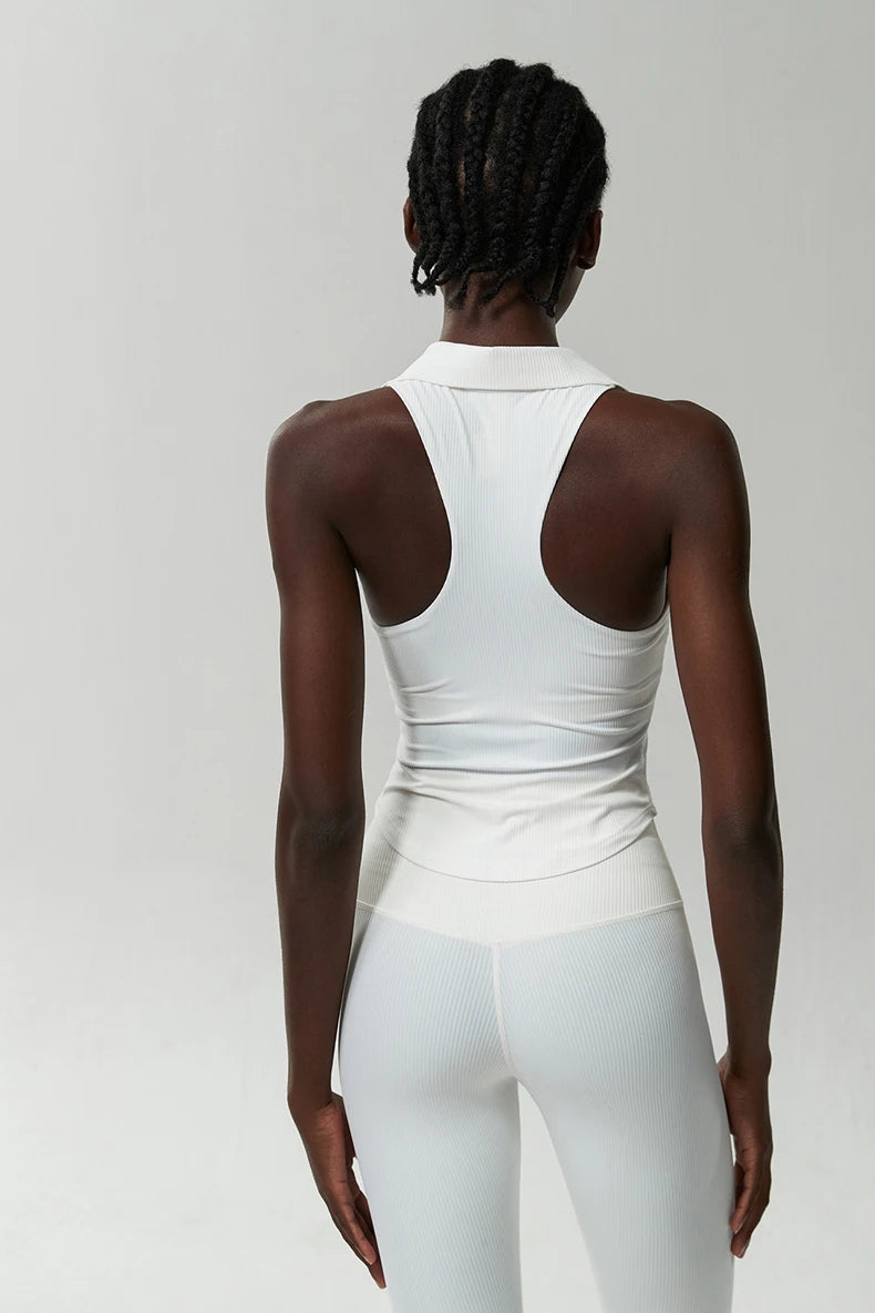 Sleeveless Fitness Yoga Shirt Women Summer Slim Fit V-Neckline Gym Running Top Breathable Quick Dry Sportswear Workout Clothes