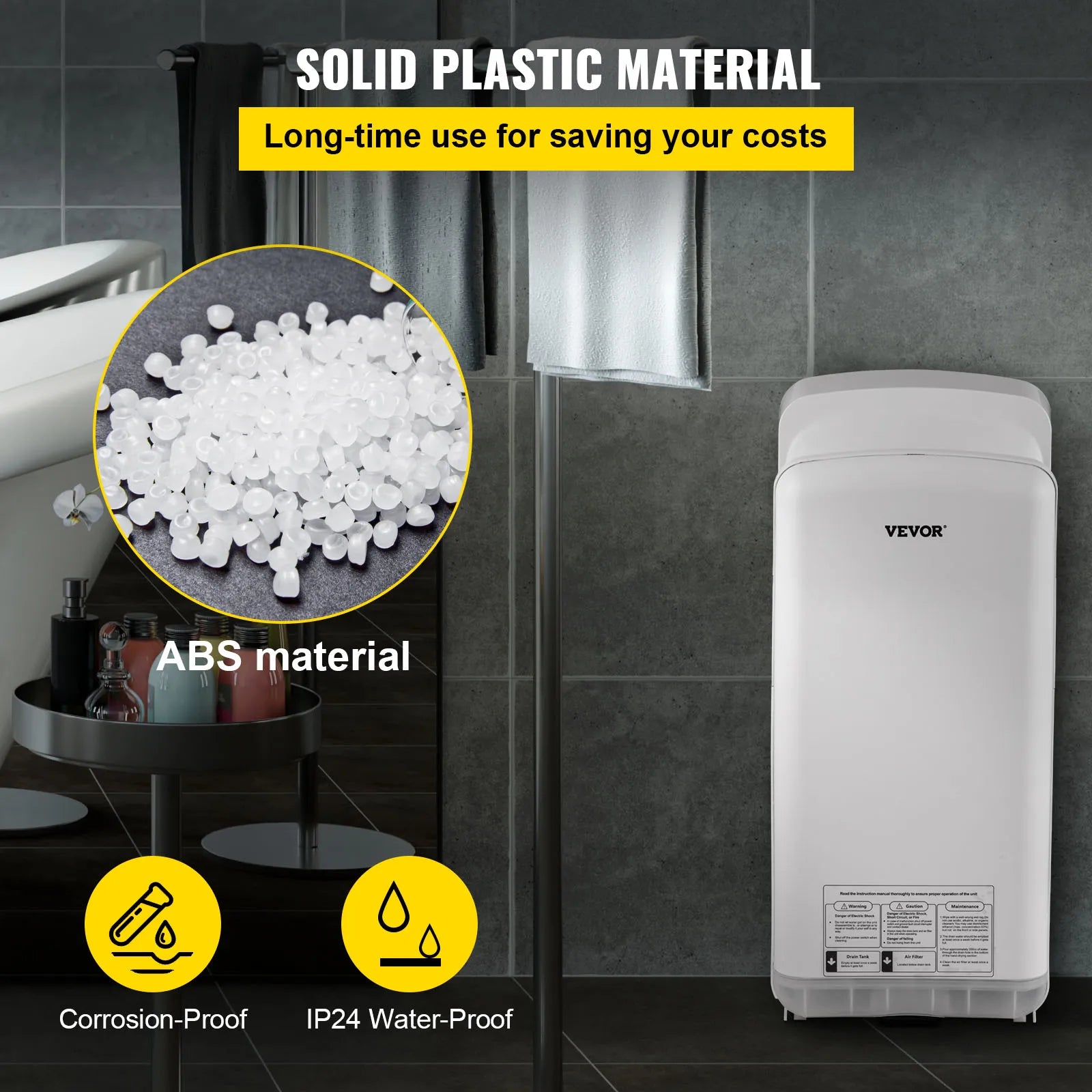 SucceBuy Hand Dryer Machinery Automatic High-speed Jet Double-sided Secure Robust Material Blade for Washroom Multicolor