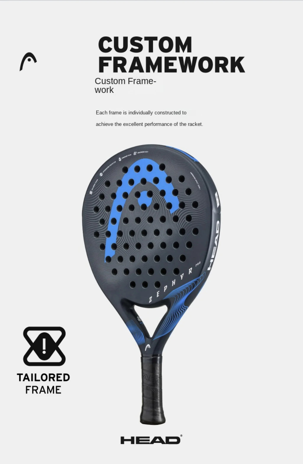 Genuine HEAD Tennis Padel Rackets ZEPHYR Series Carbon Fibre EVA Memory Flex Foam Core Padel Tennis Racquets Lightweight