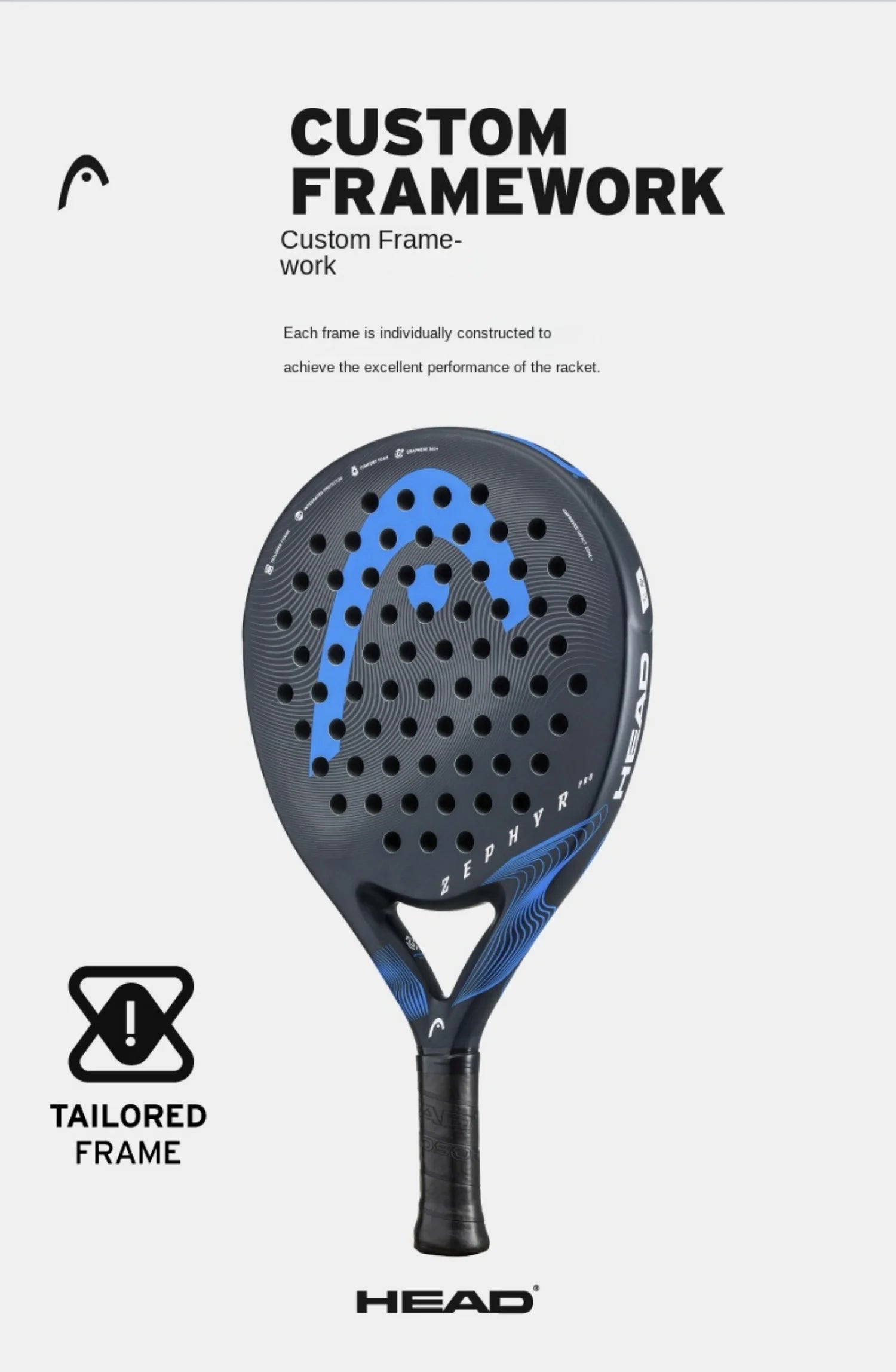 Genuine HEAD Tennis Padel Rackets ZEPHYR Series Carbon Fibre EVA Memory Flex Foam Core Padel Tennis Racquets Lightweight