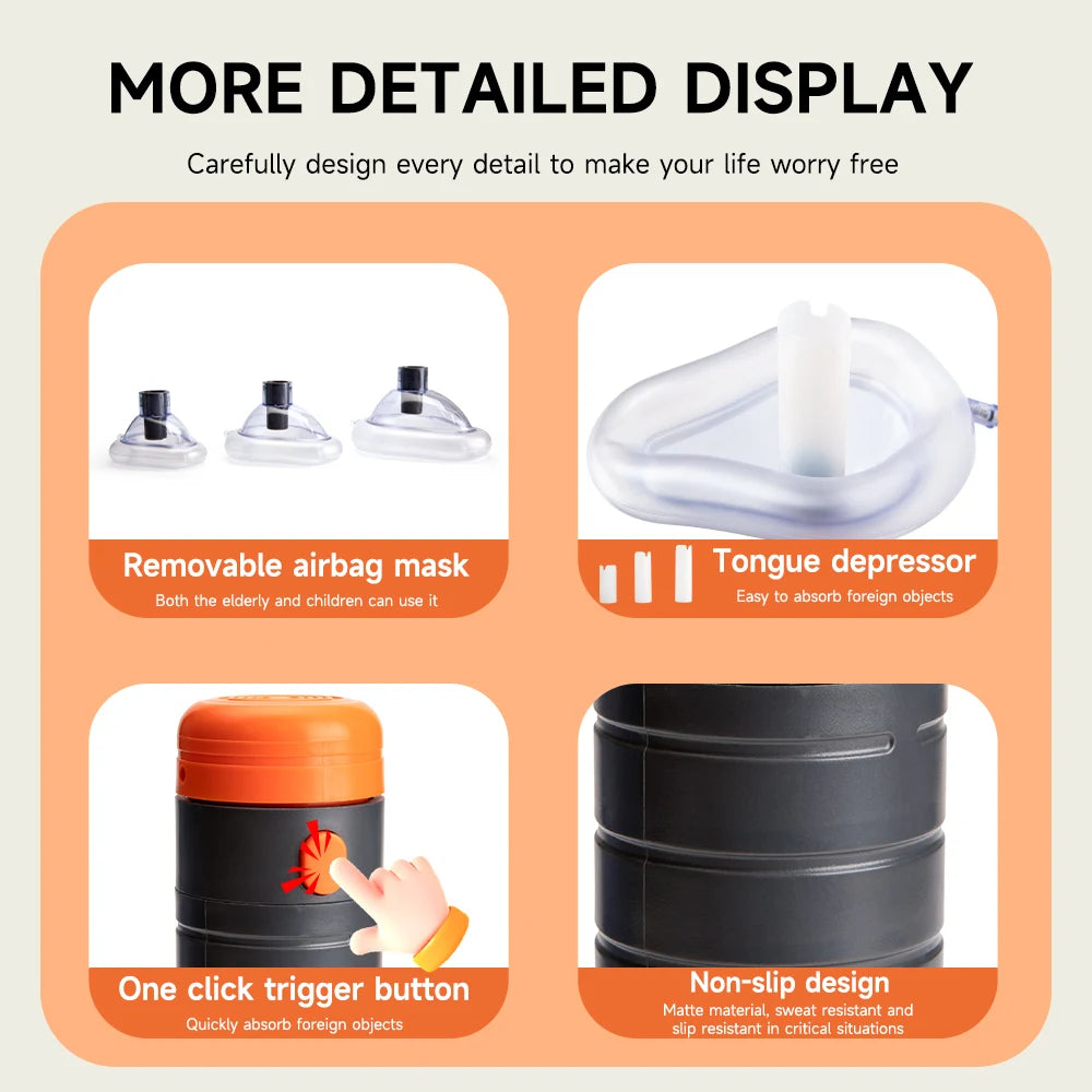 Portable Auto CPR Anti Choking Simple Rescue Device Emergency Life Saving Suction kits kids & Adult travel home