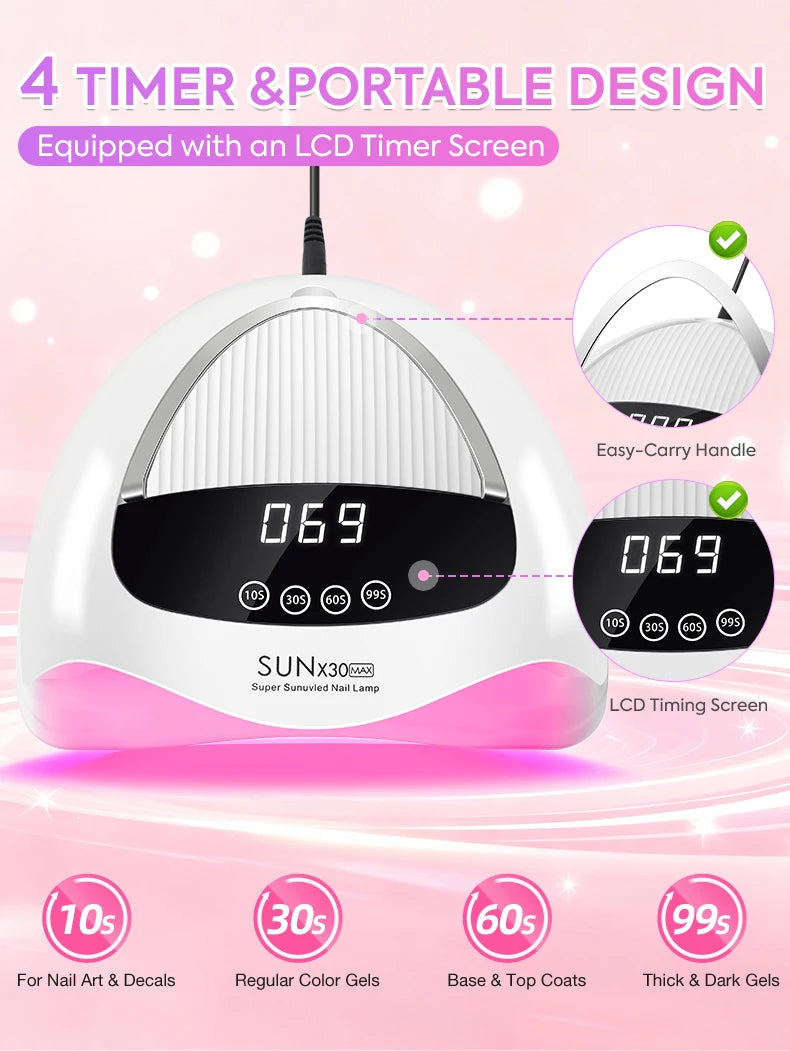 DianaBeauty UV Nail Lamp Portable Nail Dryer with Touch Screen Professional Manicure Lamp with Smart Sensor and Handle Nail Tool