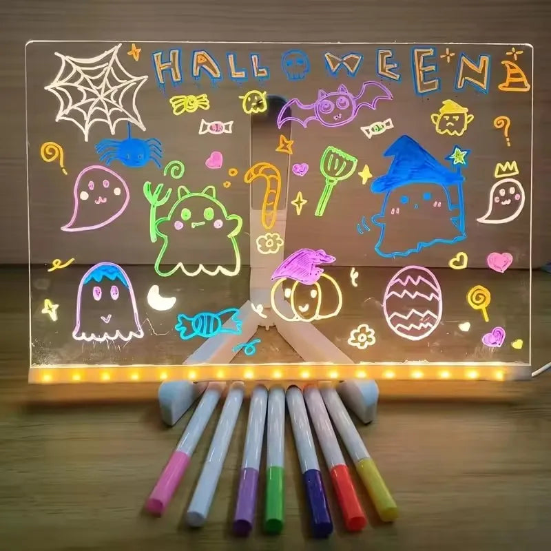 LED Light-Up Acrylic Message Board Erasable USB Drawing Board Birthday Gift Bar Advertising for Creative Activities with Stand Main image