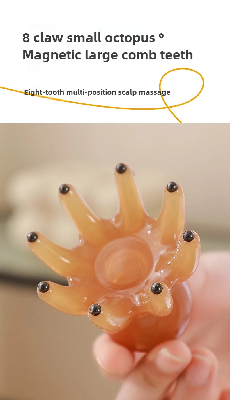 Resin Octopus Massage Comb Head Meridian Scraping Scalp Massage Brush Acupuncture SPA Gua Sha Massage Comb Fatigue Relief