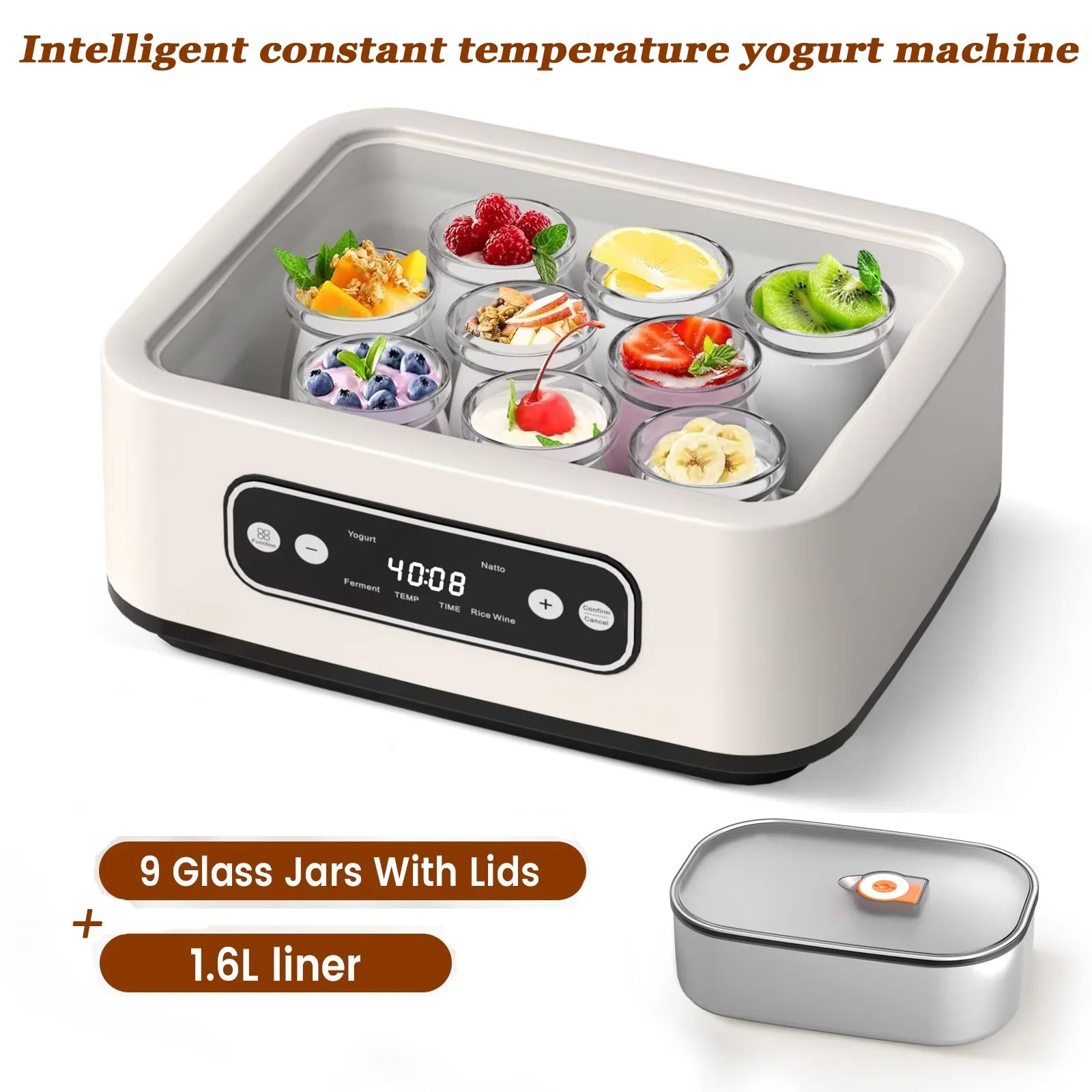 Eco-friendly Probiotic Yogurt Maker with Timer Intelligent Constant Temperature Fermentation Machine For yogurt,natto, rice-wine Main image