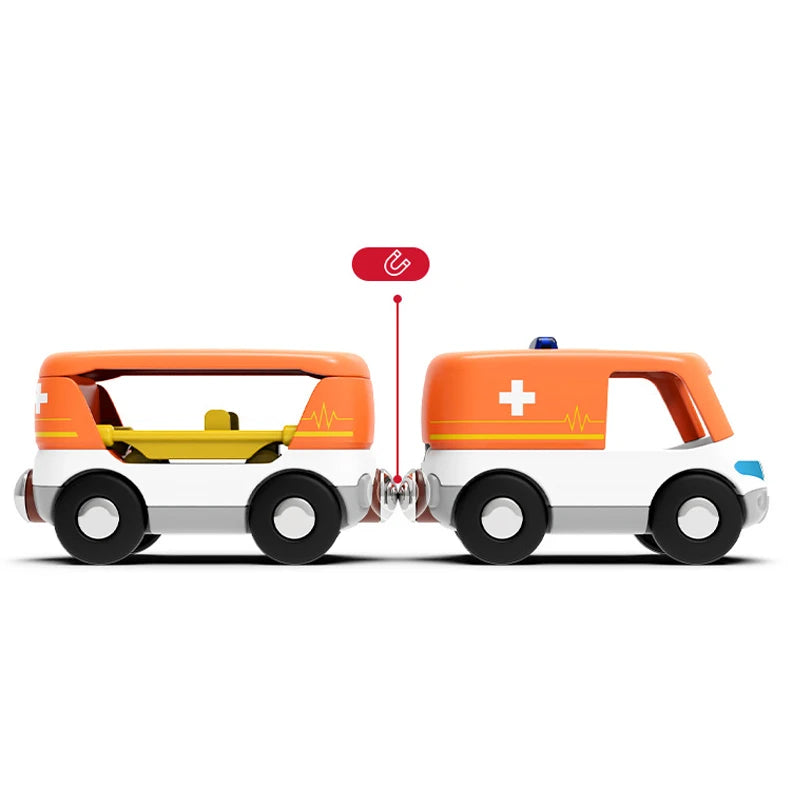 Kids Electric Train Set Locomotive Magnetic Train Car Diecast Slot Toy Fit for Wooden Train Railway Track Toys for Children Gift