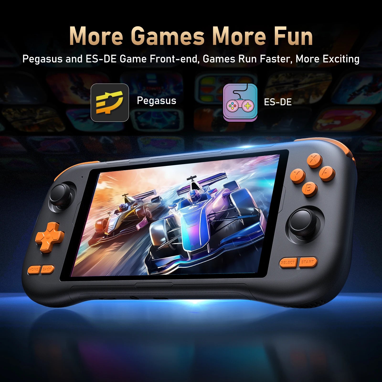 K56 Android 14 portable gaming console with 5.5-inch touchscreen and over 50 retro video game emulators for DC/MAME/SS Main image