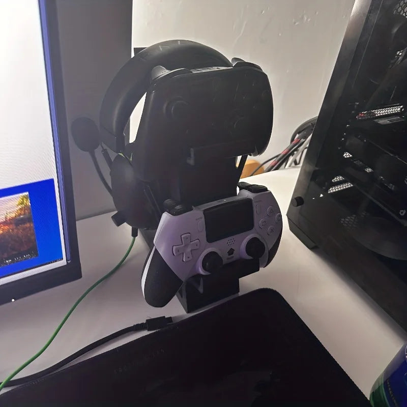 3D Printed Game Controller Headphone Integrated Stand Universal Standing Stand for PS4/PS5/XBOX Controller Headphone