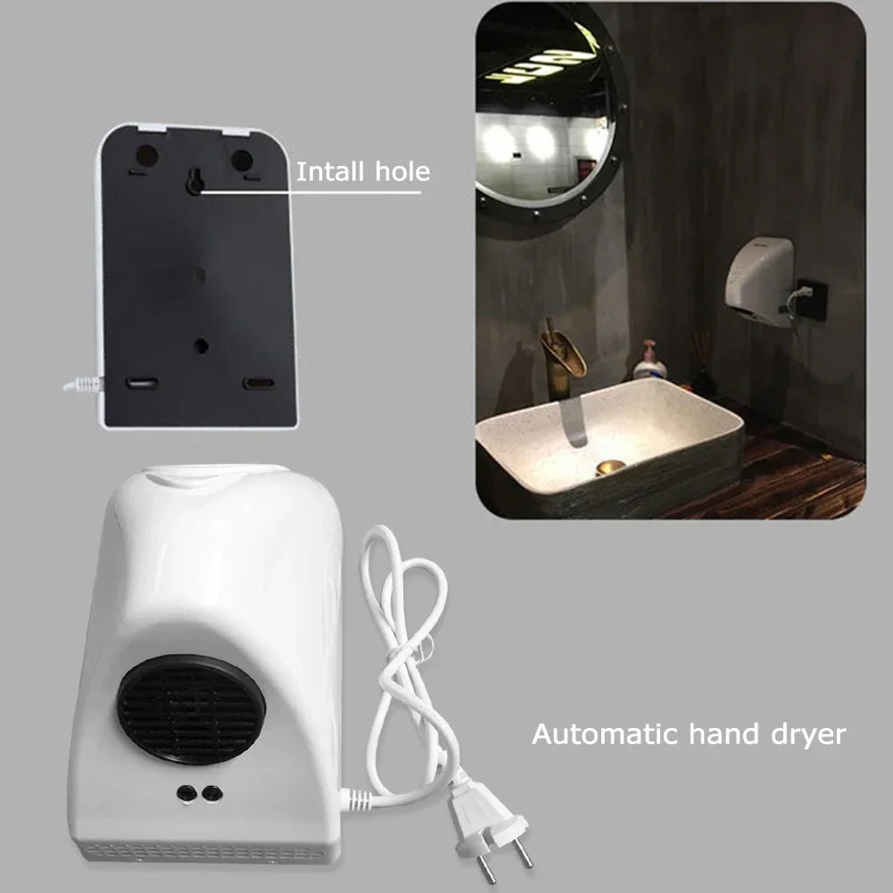 600W Hotel Automatic Hand Dryer Automatic Hand Dryer Sensor Household Hand-drying Device Bathroom Hot Air Electric Heater Wind