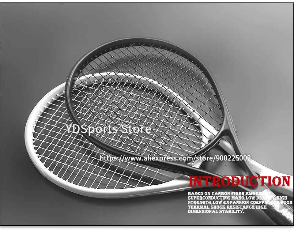 1pcs 27inch Technical Type Tennis Rackets Strung Carbon Aluminum Alloy Recreational Racquet Shockproof With Carry Bag For Adult