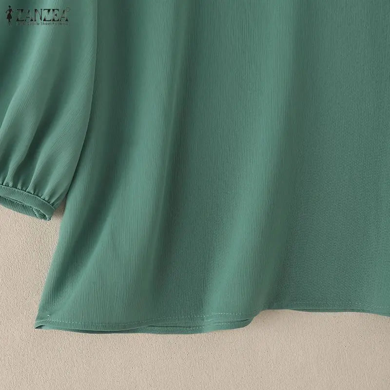 Summer Solid Color Blouse 2026 ZANZEA Women Tops Trend Casual O Neck Short Sleeve Blusas Female Elegant OL Work Shirt Mujer