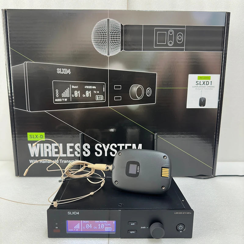 SLXD Microfone 500/600/800MHZ Wireless Microphone System 4pin Headset KSM8/Beta58 Professional Audio Equipment For Stage Karaoke