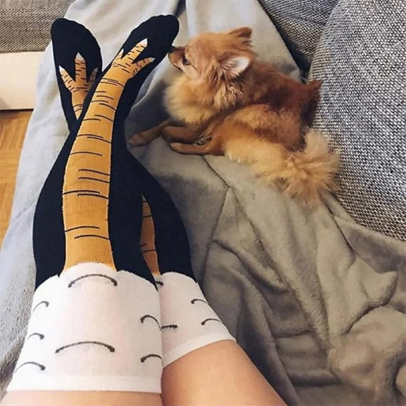 Funny Crazy Chicken Feet Socks Unisex - Novelty Knee-High Socks Funny Gift