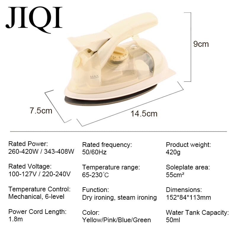 100-240V Mini Iron Handheld Garment Ironing Machine Ceramic soleplate Wet Dry Dual use Clothes Fabric Ironing Portable fortravel