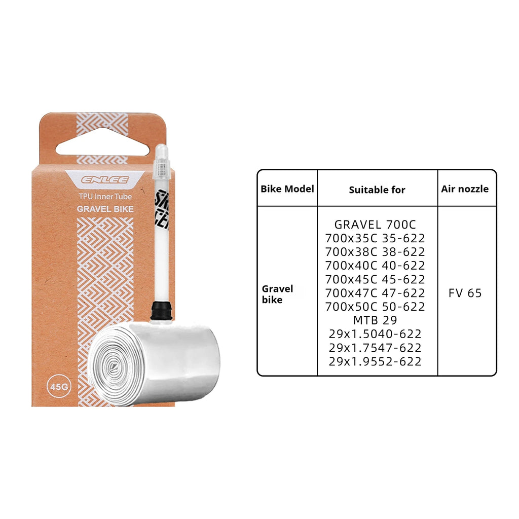 ENLEE Bike Tire Inner Tube TPU F/V Road Mountain Bike TPU Inner Tube Presta Valve 45mm 65mm 85mm Bicycle Inner Tire Bike Parts