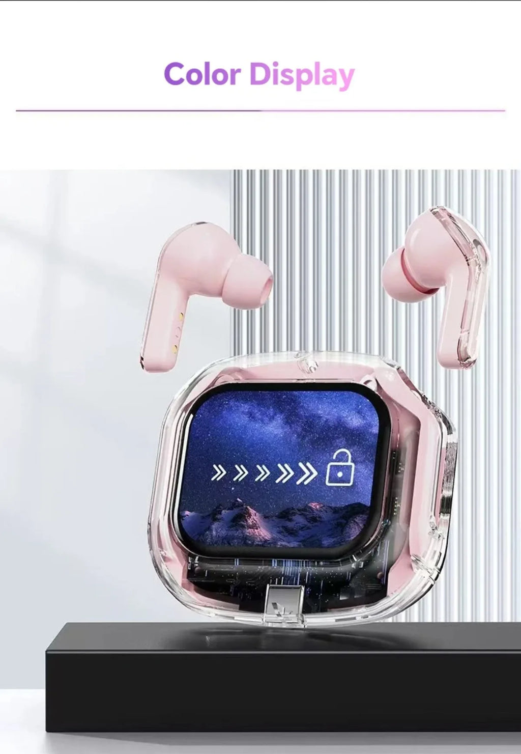 Translation Headphones with Touch Screen Wireless Bluetooth 5.4 Smart  Earphone HiFi Audio High Quality Transparent Case Headset