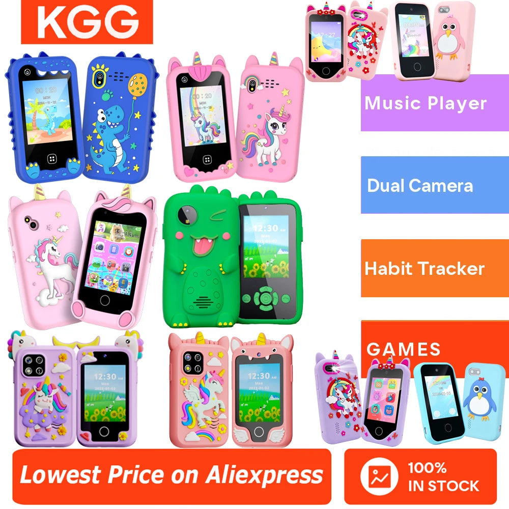Kids Smart Phone for Girls Boys Kids Cell Phone Toys Dual Camera Music Player 17 Games Toddler Learning Phone For Birthday Gifts Main image