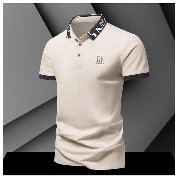 Summer men's POLO shirt fashionable ice silk quick drying short sleeved T-shirt solid color loose fitting business collar top