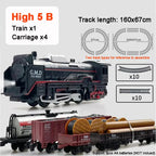 Classical Railway Freight Train Toy Electric Train Track Set with Light Tracks Model Toys for Kids Gift Children Adult Toy