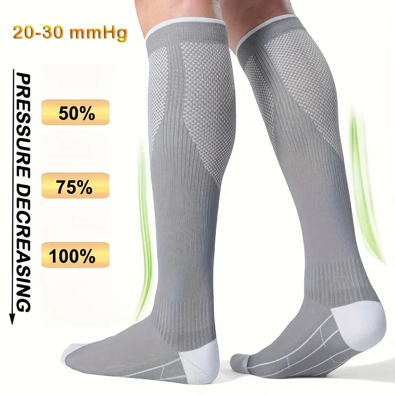 1/4 Pair Compression Socks Men Women 20-30mmhg - Circulation Support Socks Suitable Care Travel - Soft Breathable Sports Socks