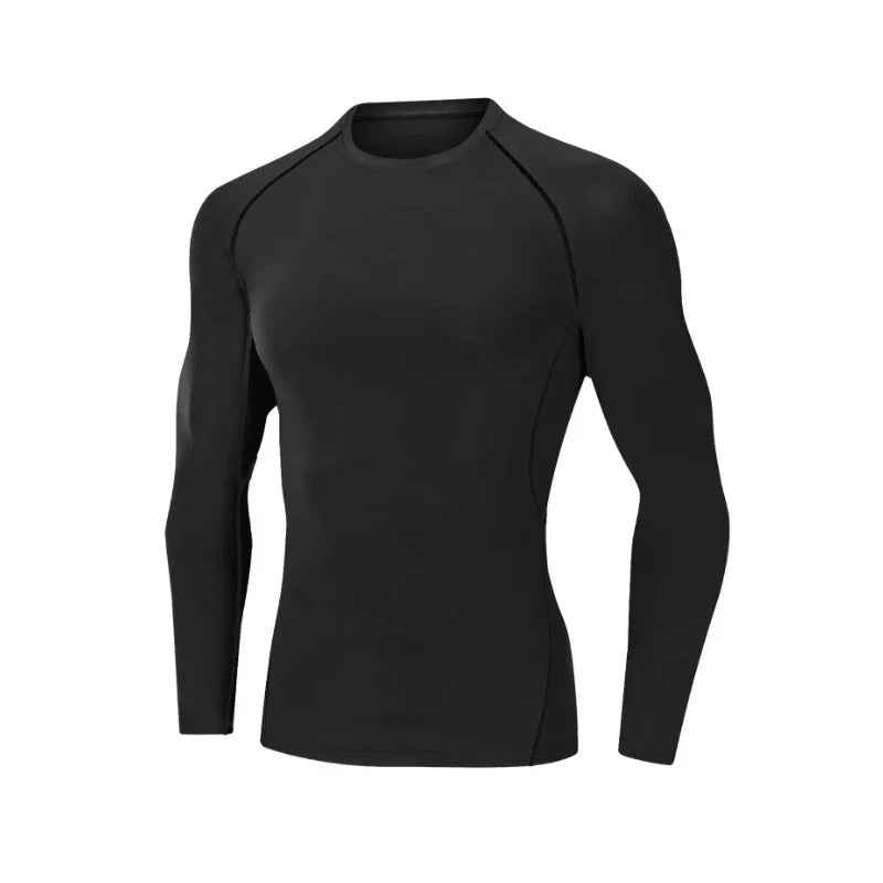Men's Compression Long Sleeve Shirt Black Fitness T-shirt Male Running  Quick Drying Gym Top Sun Protection Sports Base Layer