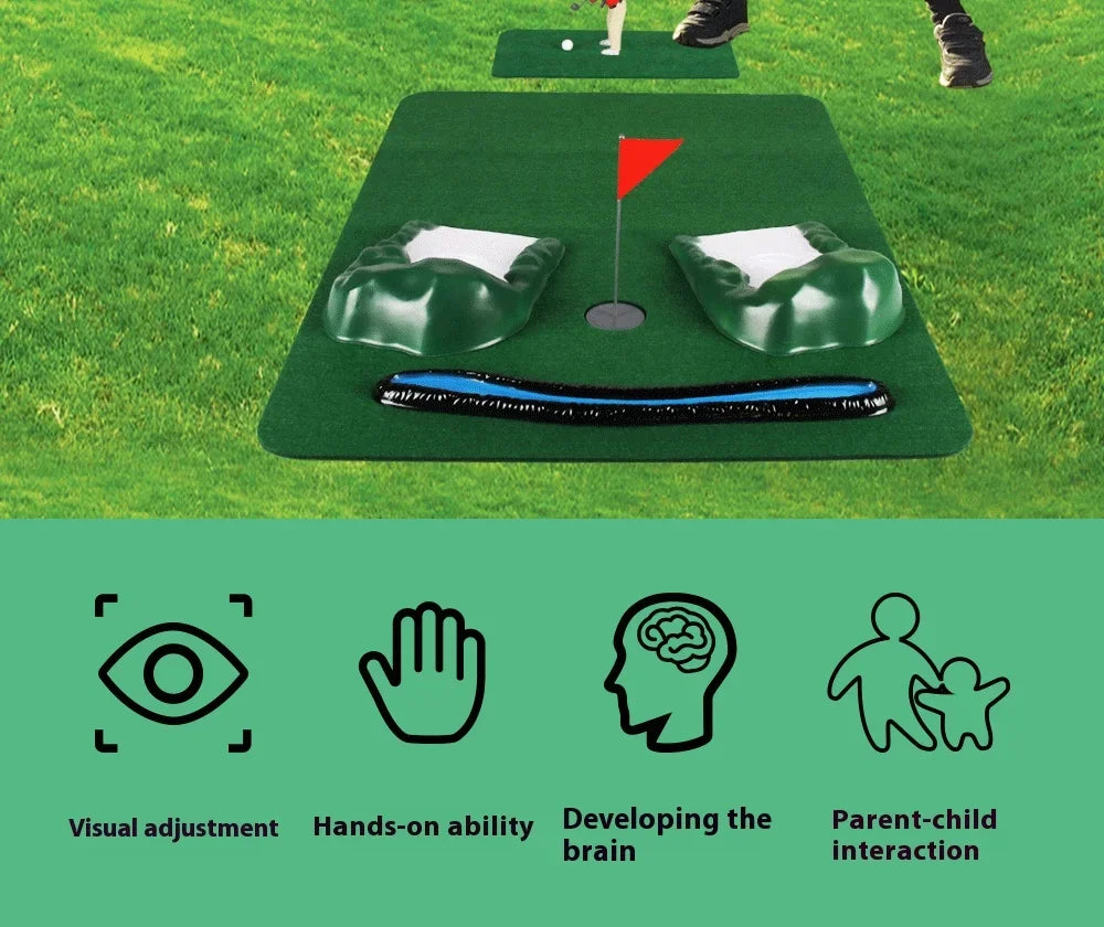 Mini Golf Toy Set, Desktop Indoor Golf Game with Course Cloth & Clubs, Interactive Family Sport Game for Kids Adults