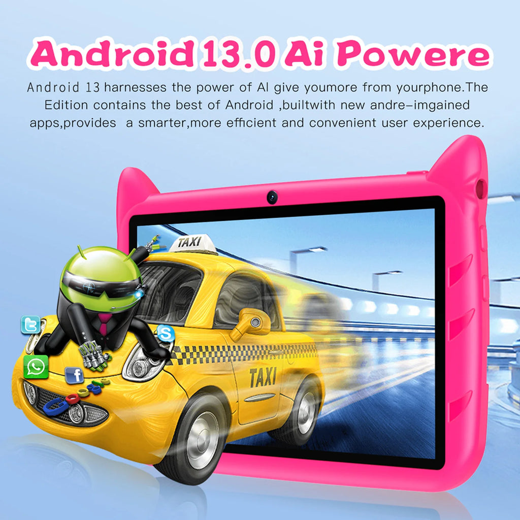 New 7 Inch 5G WiFi Kids' tablets Quad Core 4GB RAM 64GB ROM Dual Cameras Android 13.0 Learning Education Tablet PC 4000mAh