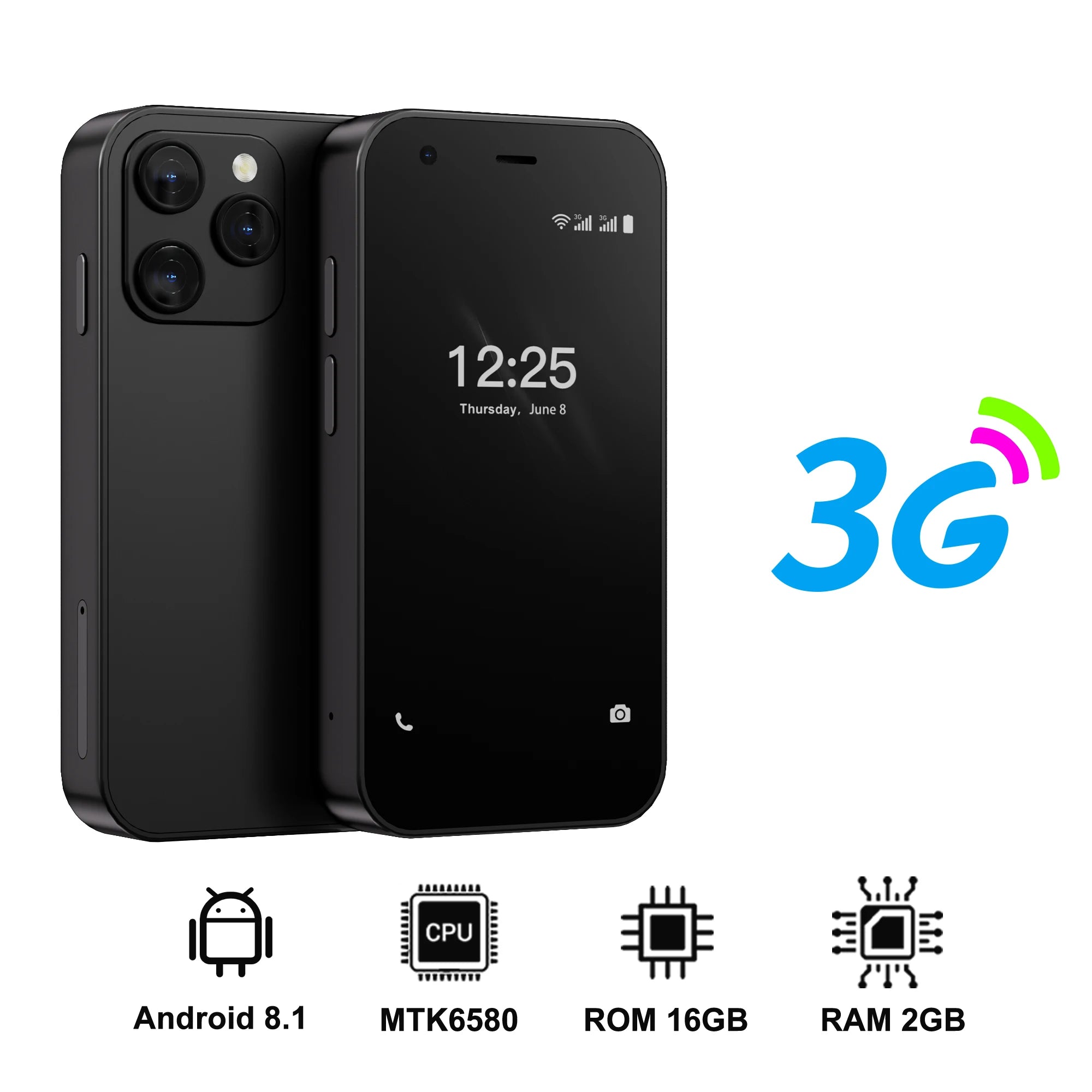 SERVO 15SE Super Mini Smartphone Android System 2GB+16GB Play Store Wifi Dual SIM 3.0" Small Pocket Cheap Smart Phones 3G WCDMA