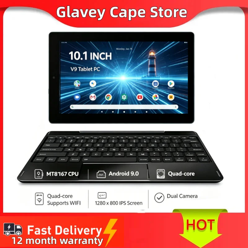 10.1 INCH 2GB RAM 32GB ROM V9 Tablet PC MT8167 CPU Android 9.0 Quad-core Supports WIFI 1280 x 800 IPS Screen Dual Camera