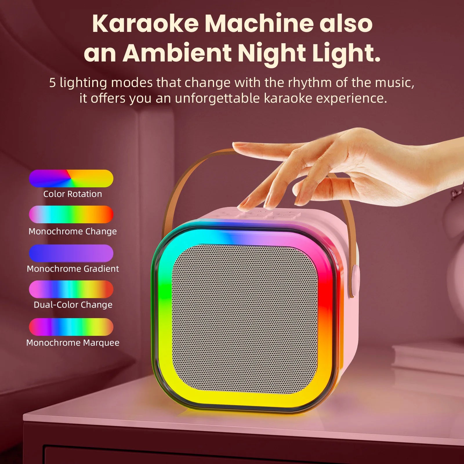 Enjoy the Party-Portable 2pieces Bluetooth Karaoke Machine with 5.3PA Speaker System,Wireless Microphones for Home Entertainment Secondary image