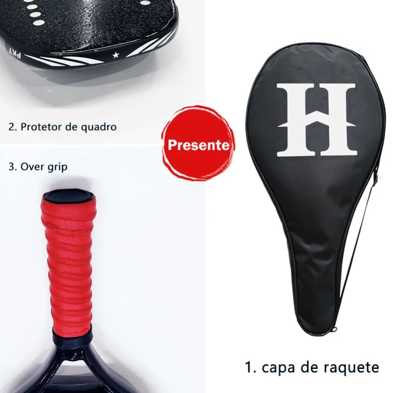 HOOWAN BLACKSHARK Beach Tennis Racket Carbon UD Graphite Rough Surface Soft White EVA Core Racket Beach Tennis 22MM