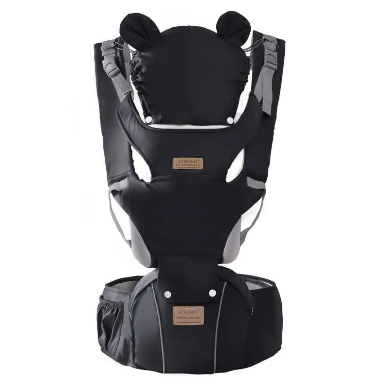 3 IN 1 Baby Hipseat Carrier Backpack Straps for Infant Toddler 0-36M Ergonomic With Windproof Hat for Winter Luminous Strips