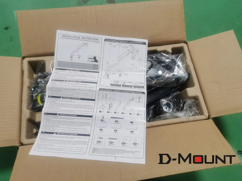 D-MOUNT D80 metal alumin 2-10KG 13"-32" monitor desktop stand mount gas spring arm full motion rotate clamp 0-60mm grommet