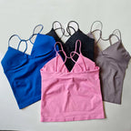 NCLAGEN Vision Twist Front Longline Top Women's Seamless Thin Straps Yoga Gym Workout Vest Running Tank Tops Fitness Clothing