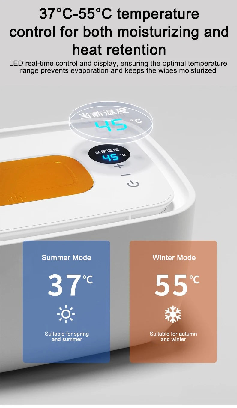 Portable Baby Wipes Heater Wet Towel Dispenser Thermostat Warmer Tissue Paper Case Napkin Electric Heating Insulation Display