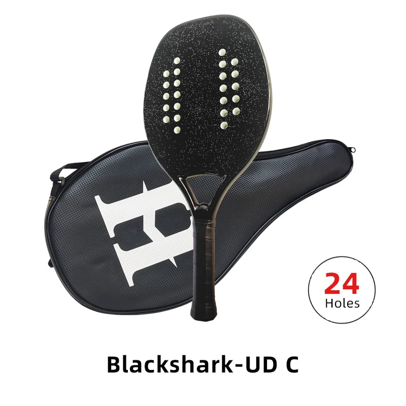 HOOWAN BLACKSHARK Beach Tennis Racket Carbon UD Graphite Rough Surface Soft White EVA Core Racket Beach Tennis 22MM