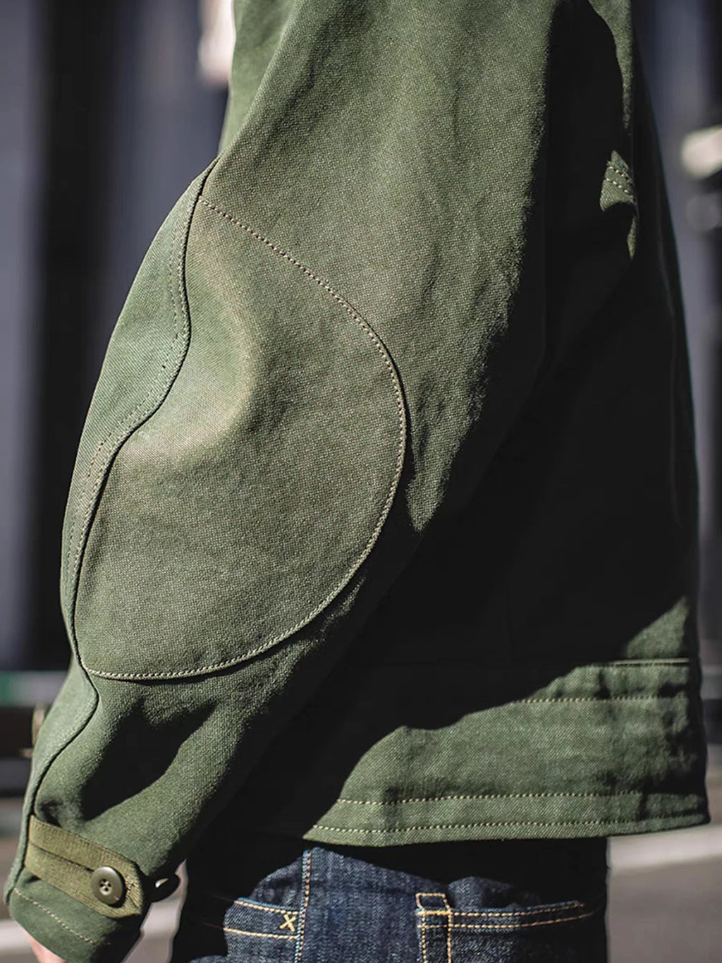 Swedish motorcycle jacket, men's retro military green casual cropped jacket, 100% cotton canvas workwear asymmetric safari style