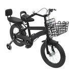 14" Kids Bike Adjustable Children's Bicycle Load 60kg w/Training Wheels+Basket+Backrest Rear Seat for 3-7 Year Old (White/Black)
