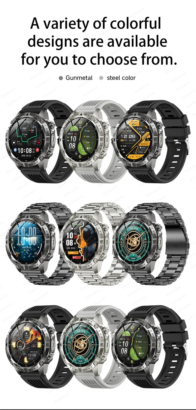 GPS Sports Smartwatch Men Women Swim Waterproof Fitness Tracker 2GB Memory Offline Maps  SpO2 Rugged Outdoor Smartwatch for Men