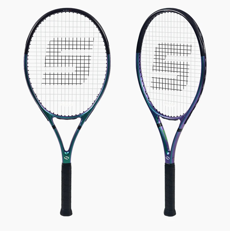 RaceRun-MAX Composite Carbon Tennis Racket, 295±10g Lightweight, 325mm Balance, One-Piece Stable Frame, 50-60lbs, for Advanced